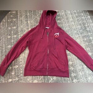 Maroon peloton Zip-Up Hoodie with Front Pockets and peloton logo